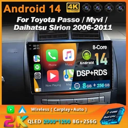 Android 14  For Toyota Passo Daihatsu Boon Sirion Subaru Justy Perodua Myvi Car Radio Multimedia Video Player GPS 4G Carplay