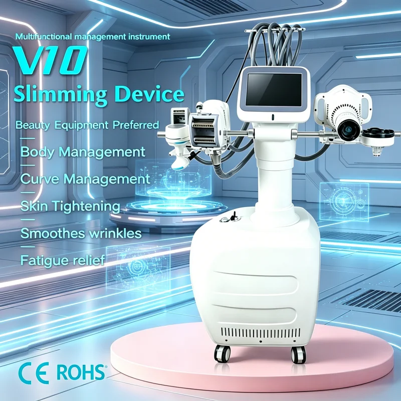 Máquina de Emagrecimento V10 Pro Velashape com 6 Manípulos, Cavitação 40K, RF, Modelagem Corporal, Redução de Gordura e Dispositivo de Reafirmação da Pele