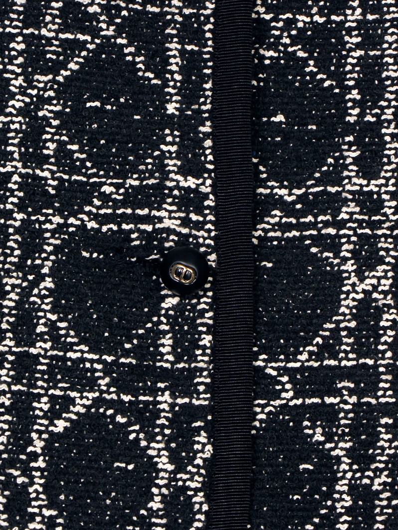 2025 new style fashionable European old money style tweed jacket slimming round neck rhombus top