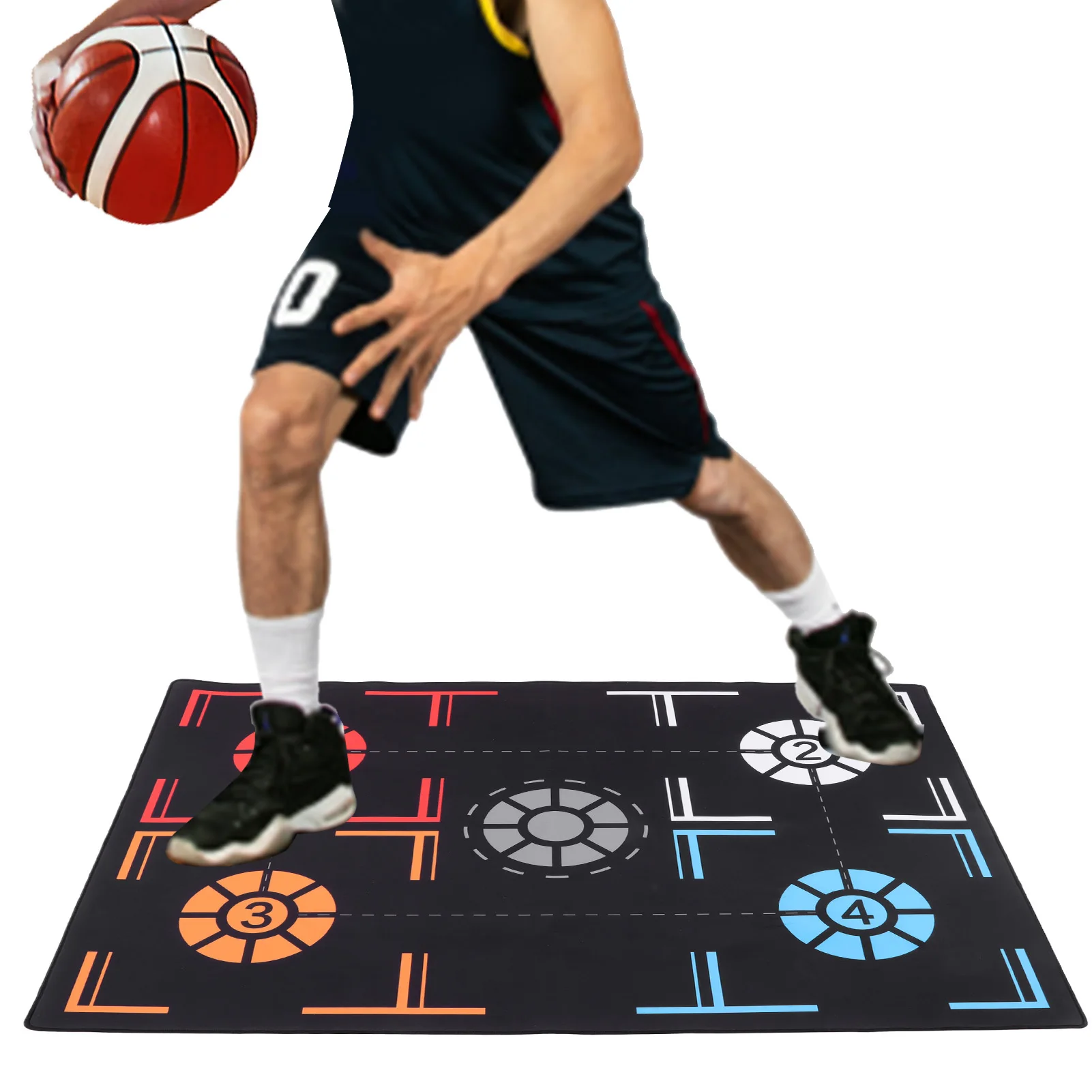 

Basketball Footstep Mat Basketball Footstep Training Mat Non Slip Dribble Silent Sports Auxiliary Props 76x106.7x0.2cm