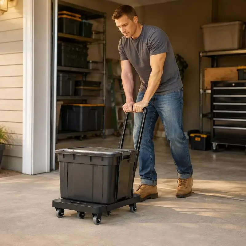 Chariot à main pliable, capacité de charge de 227 kg, chariot de transport à 6 roues, 2 cordes élastiques et base extensible, chariot de transport pour aéroports, bagages, déménagement de bureau, noir, 560x305x1010 mm