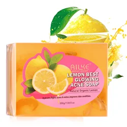 AILKE Natural Lemon Soap Bar, Lightening, Moisturizing, Reduce Dark Spots, Deep Clean, Oil Control, For All Skin Types