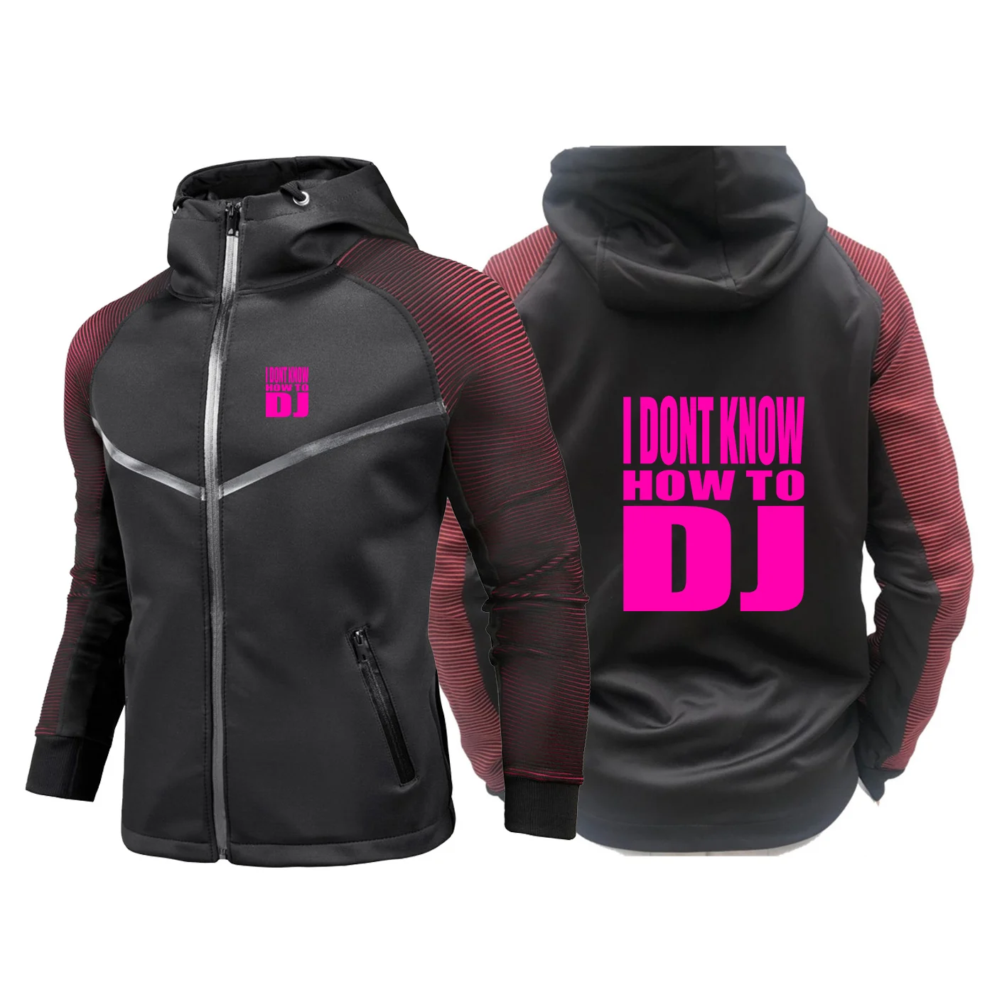 Rock Punk I DONT KNOW HOW TO DJ Logo Men's Spring and Autumn Zipper Sportswear Fashion Motorcycle Sports Jacket Hoodies