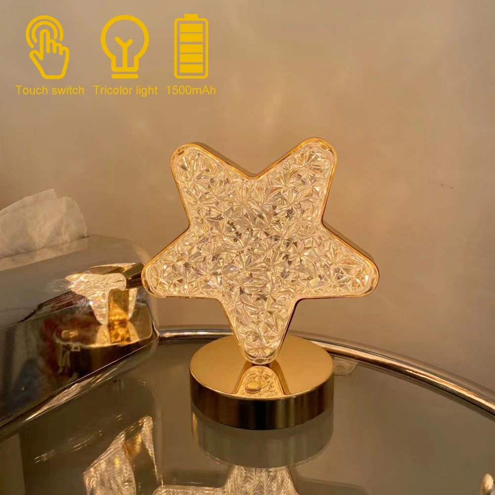 Dimmable Desktop Light Star Moon Round Square Novelty Nightstand Light USB Charging 3 Colors Light Birthday Gift for Friends