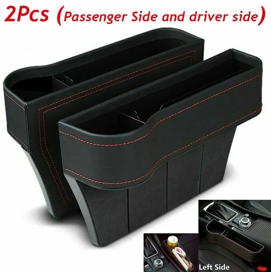 

2pcs Car Seat Crevice Box Storage Cup Holder Organizer Auto Gap Pocket Stowing