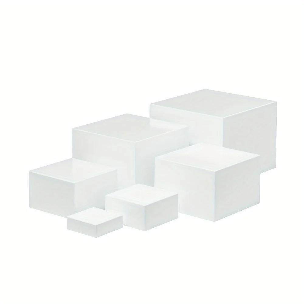 

6pcs White Cube Five Sided Desktop Storage Racks, Storage Boxes for Halloween Living Room Horizontal Storage Boxes