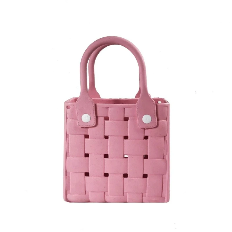 Pink Green Purple Orange Blue Woven EVA Mini Tote Bag Hollow Out Top Handle Handbag Beach Waterproof Shoulder Purse For Girls