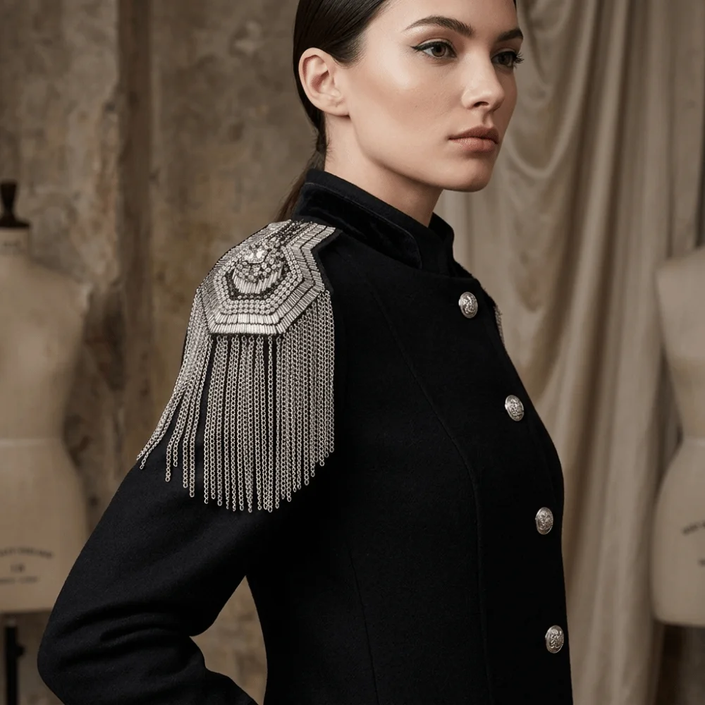 Alloy Tassel Epaulettes Rhinestone Shiny Shoulder Board Lightweight Hidden Safety Pins Shoulder Mark DIY Clothing