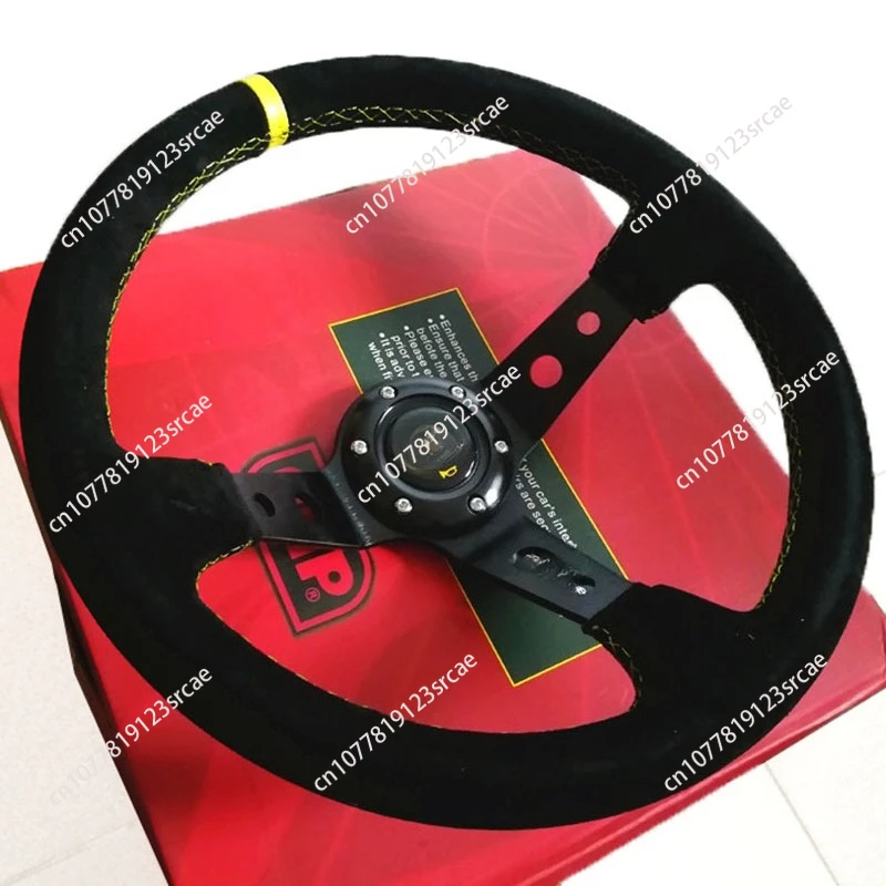 

14Inch JDM Real Suede Leather Car Rally Racing JDM Steering Wheel Volantes For VW HONDATOYOTA