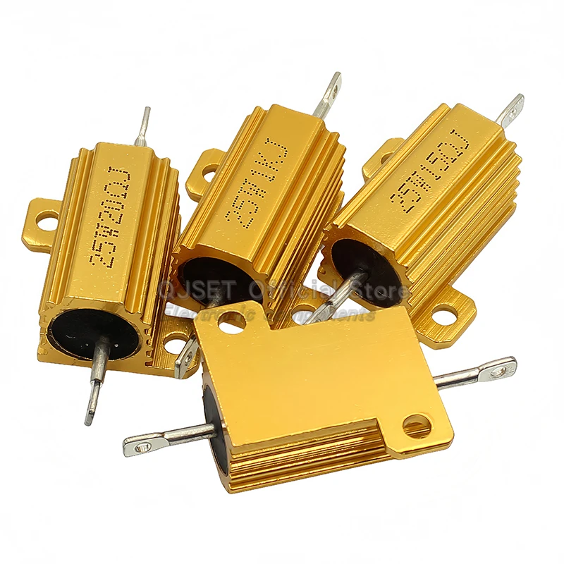 1pcs Gold Aluminum Housed High Power Resistors RX24-25W 0.01R-300K Ohm 1 2R 3R 4R 5R 6R 8R 10R 20 30 100 Ohm 1K 10K 100K Ohms image 3