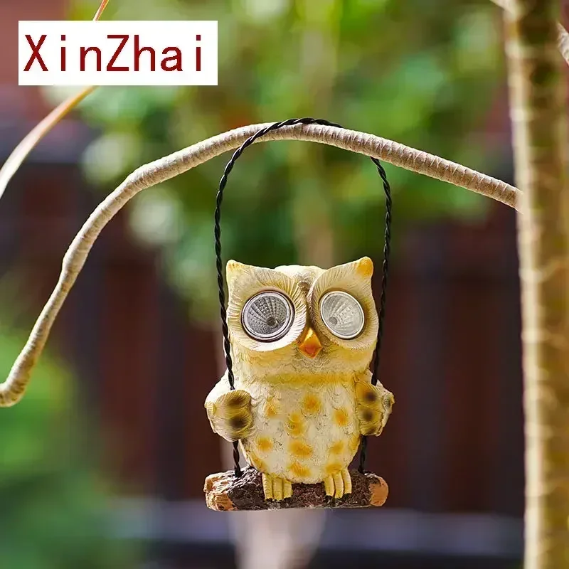 

Vilead Resin Hanging Owl Statue with Solar LED Light Garden Tree Decoration Accessories Animal Figurines Lawn Waterproof Outdoor