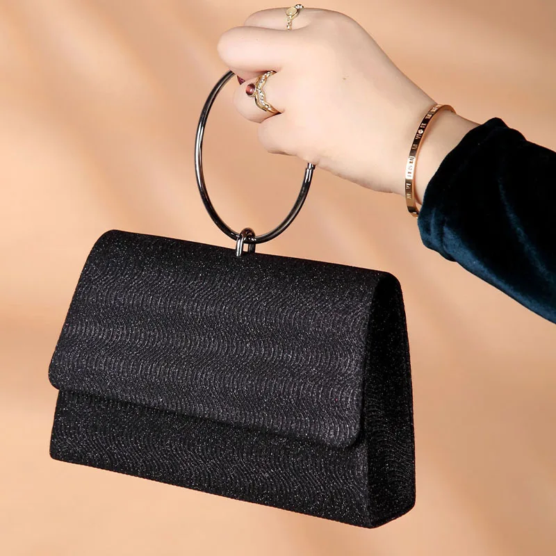 Women\'s PU Leather Clutch Handbag with Ring Handle Designer Wristlets Handbag Purse Wedding Party Prom Evening Bag Shoulder Bag