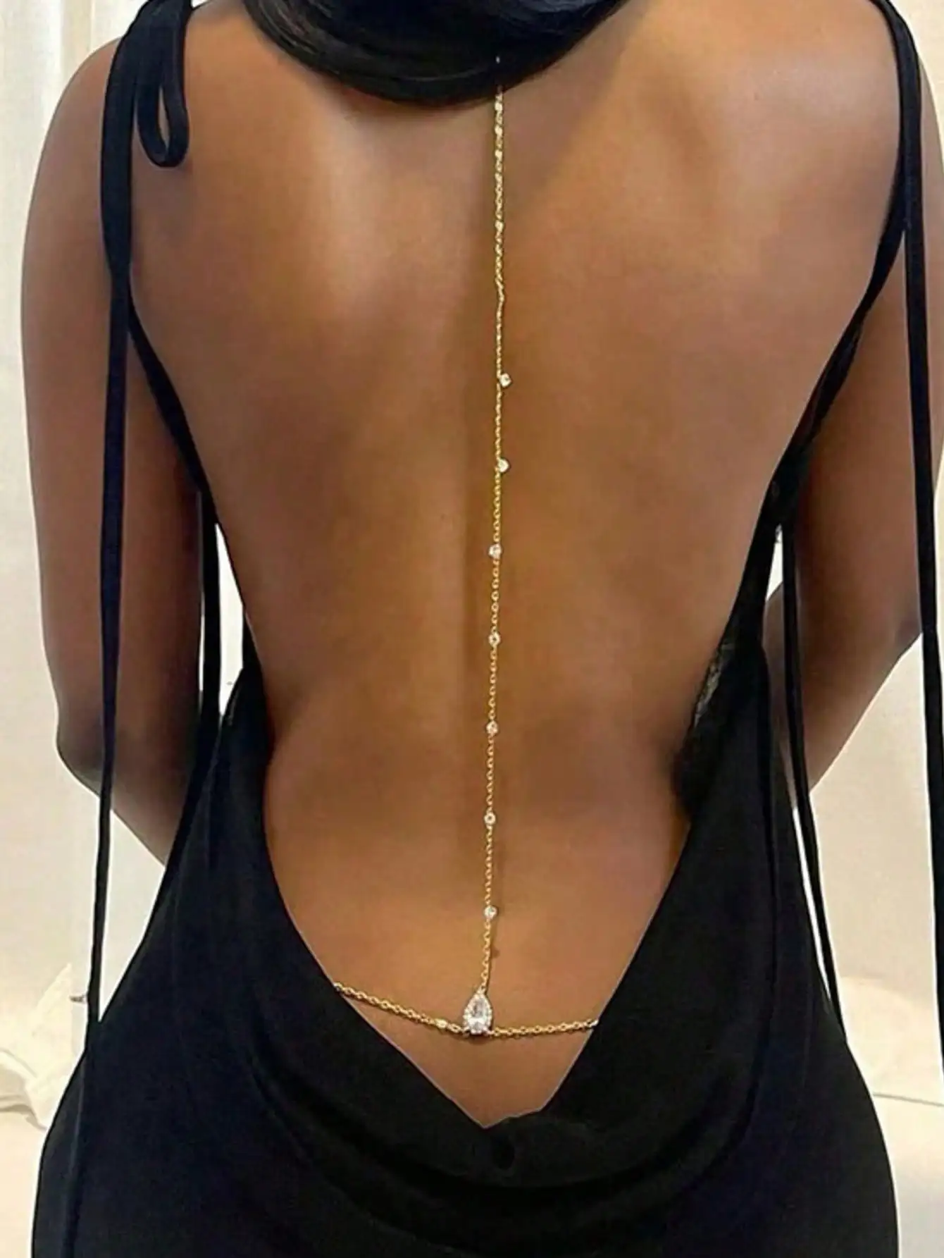 

Elegant Back Chain with Zirconia Teardrop Pendant for Wedding or Evening Wear