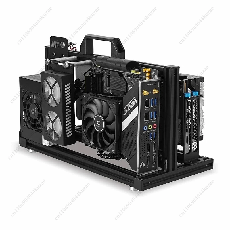 Open ITX Aluminum Chassis Frame, Back-to-Back Bracket with Handle, Support 240 Water Cooling for Desktop Computer