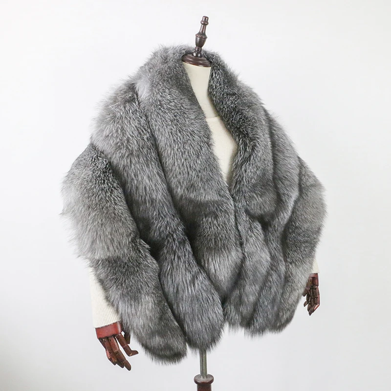 

Real Fox Fur Shawl Poncho Women 2026 Luxury Elegant Wedding Bridal Formal Party Warm Winter Natural Fur Cape Coat