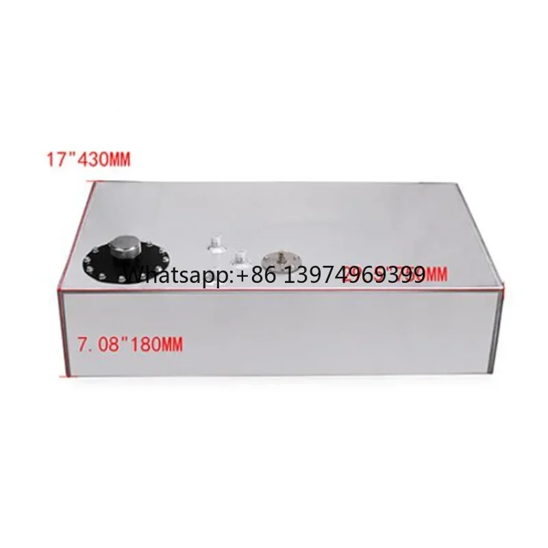 68L Aluminum 17-gallon Rectangular Auxiliary Fuel Tank Fuel Cell with Cap with Sensor Black Silver