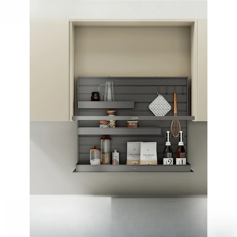 Kitchen cabinets Electric lifting three-layer buffer hanging cabinets Seasoning basket rack