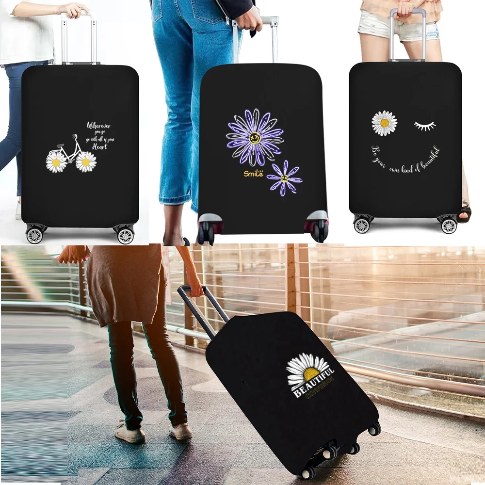 2022 Travel Accessories Suitcase Cover Daisy Pattern Luggage Protective Cover Elastic Dust Bag Case for 18-28 Inch Trolley Case