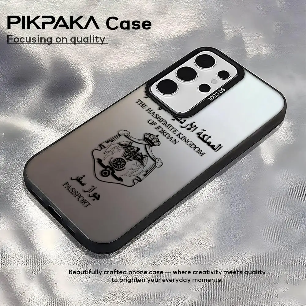 Funda de teléfono con logo de pasaporte Jordan para Samsung Galaxy S25 Edge S24 S23 S22 S21 S20 Ultra Funda de silicona plateada PIKPAKA