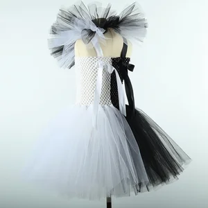 Terifier Kunst Das Clown schwarze Mädchen weiße Fantasie Tutu Kleid Horror Jokerkleid für Kinder Halloween Carnival Party 12 Hauptverkäufe weißes Kleid für Mädchen 10 Jahre - №12