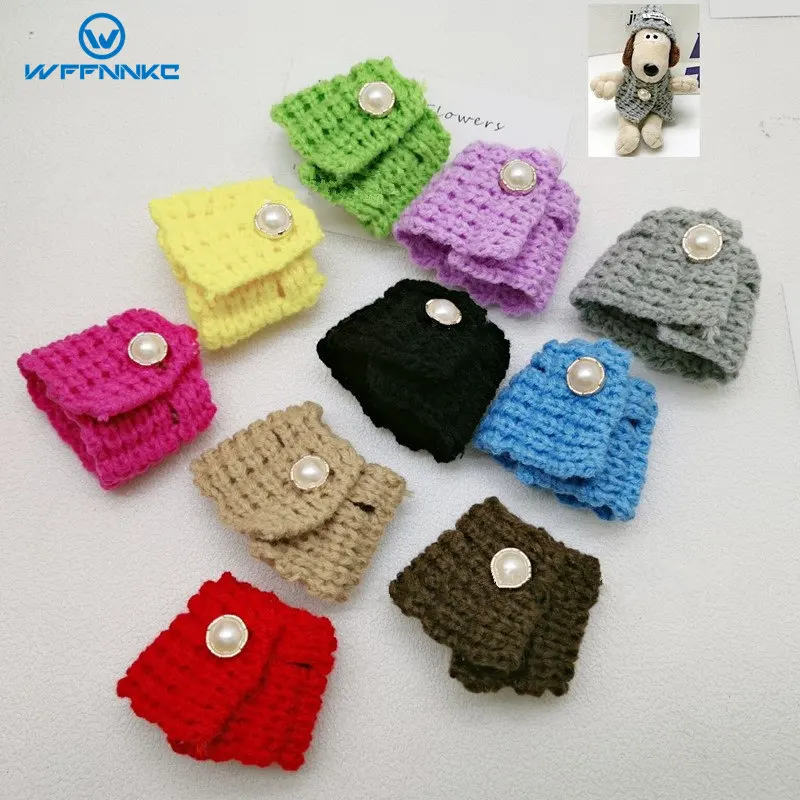 

2PCS Mini Knitting Wool Clothing DIY Doll Decorative Supplies Cute Toy Dog Garment Accessories Kid Hairpin Decoration Material