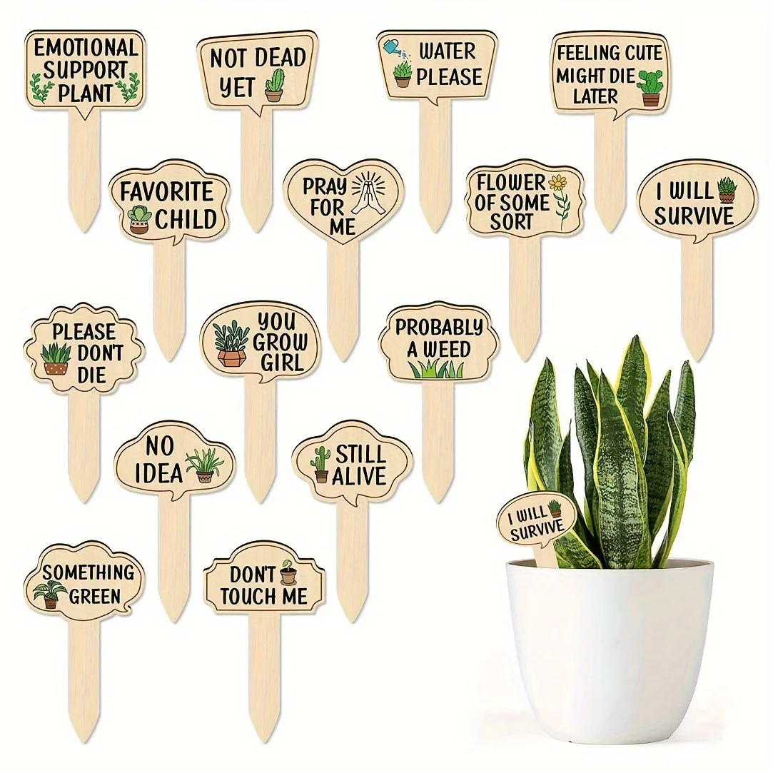 15-Pack Popular Wooden Plant Label Tags for Potted Plants Eco-Friendly Wood Plant Markers for Garden Care