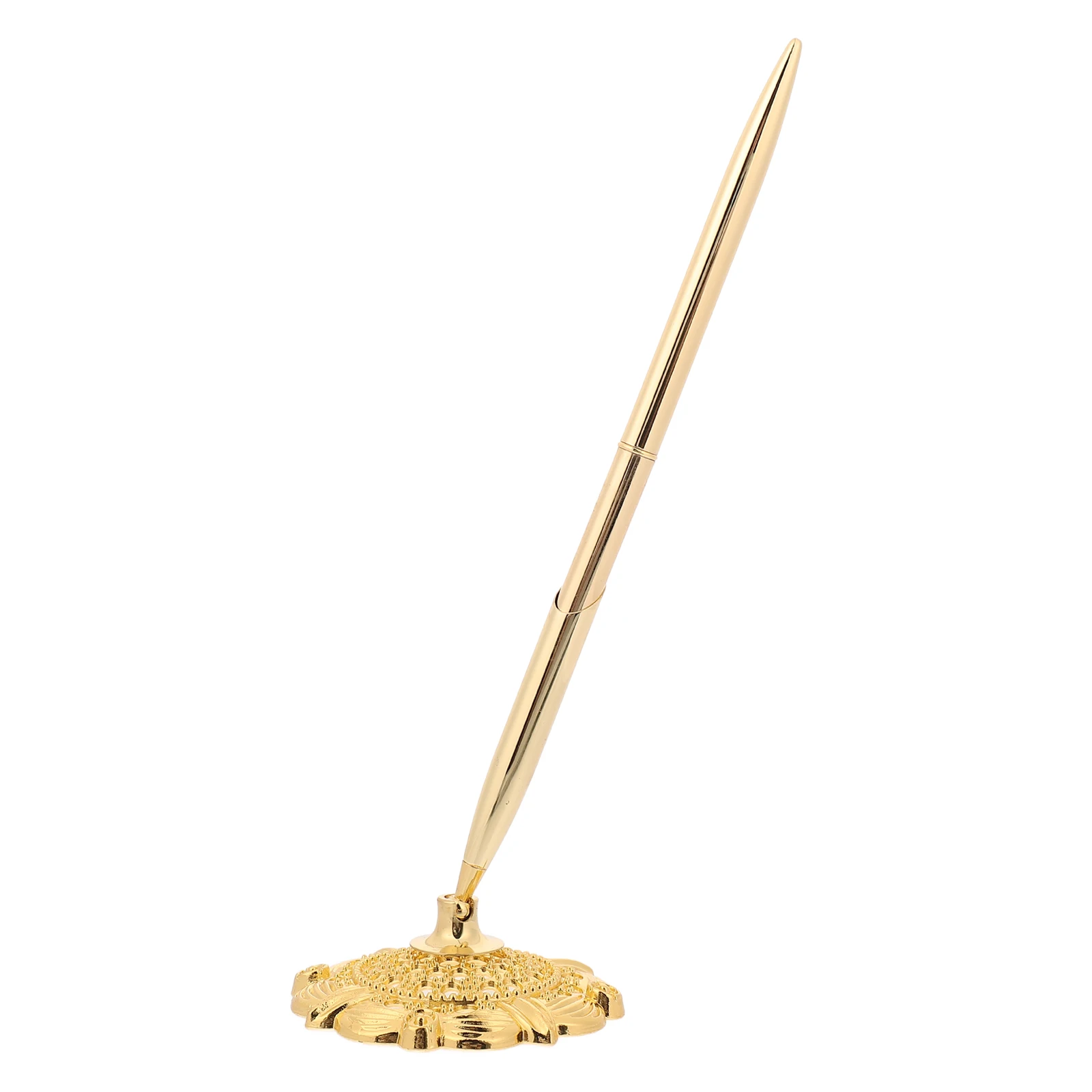 

Signature Pen Metal Ballpoint for Wedding Guest Book Table Standing Holder Smooth Ink Classic Design Desk Stand