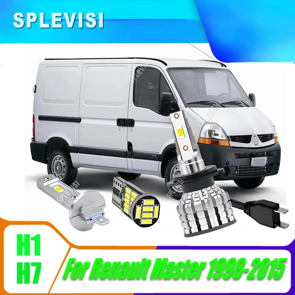 

H1 H7 White LED Headlight Bulbs T10 499 Upgrade 448 12v For Renault Master 1998 1999 2000 2001 2002 2003 2004 2005 2006-2015