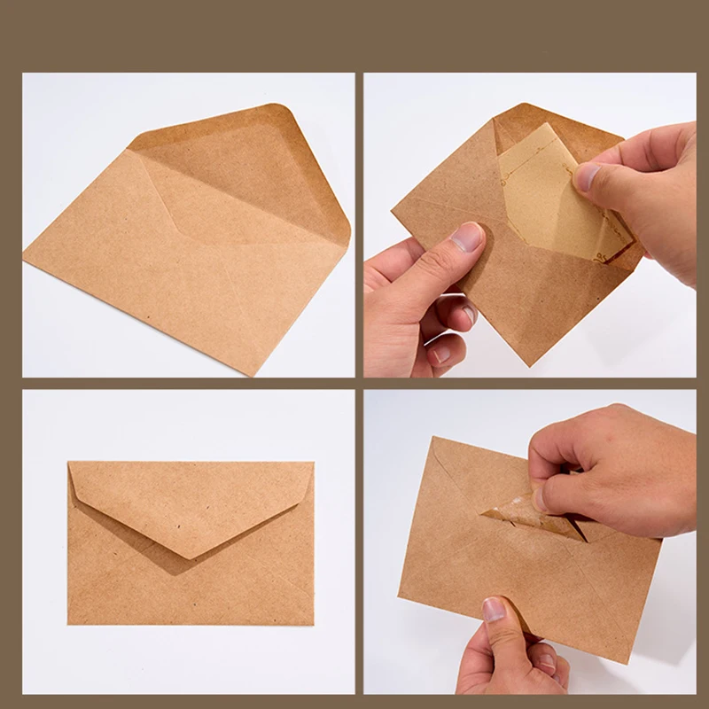50 Stück Kraftpapier-Umschläge aus braunem Papier, 108 x 158 mm, Hochzeitseinladungen, Geschäftsbedarf, Postkarten, Geschenkbox, Verpackung, Aufbewahrung, Schreibwaren