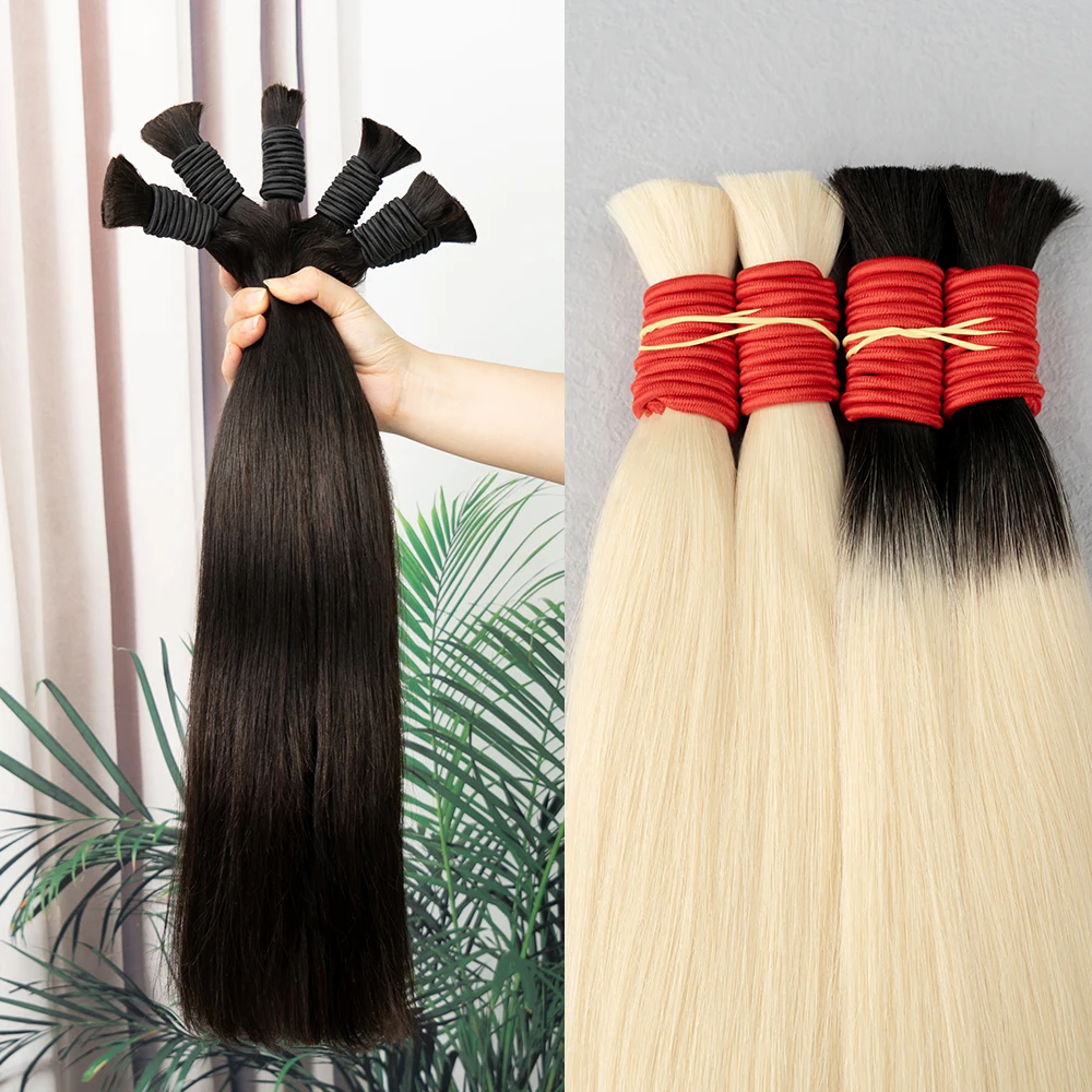 No Weft Virgin Bulk Human Hair Human Hair For Braiding 100% Unprocessed Human Hair Bulk Extensions Brazilian Remy Hair 18-30inch