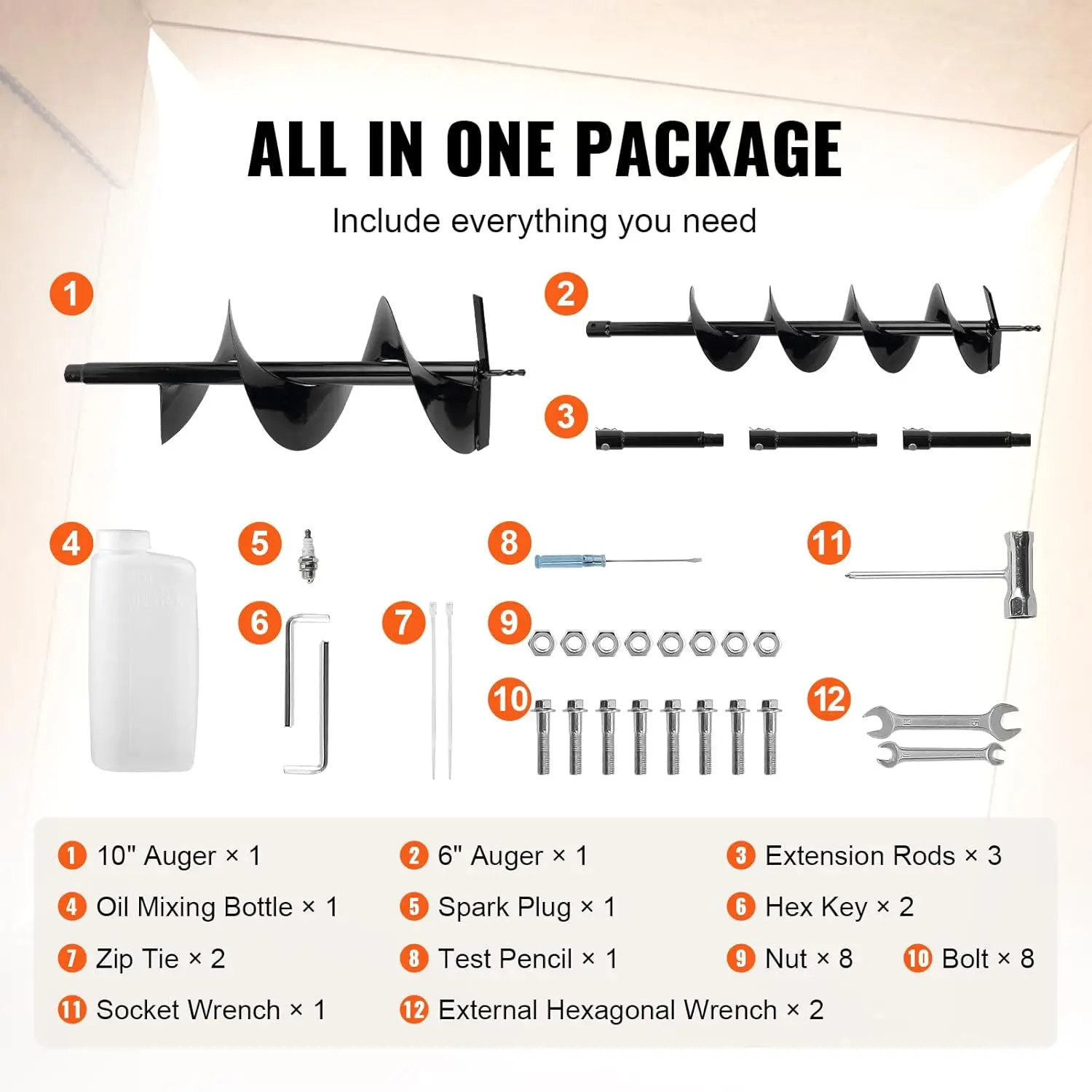 Post Hole Digger, 52cc 1450W Auger Post Hole Digger