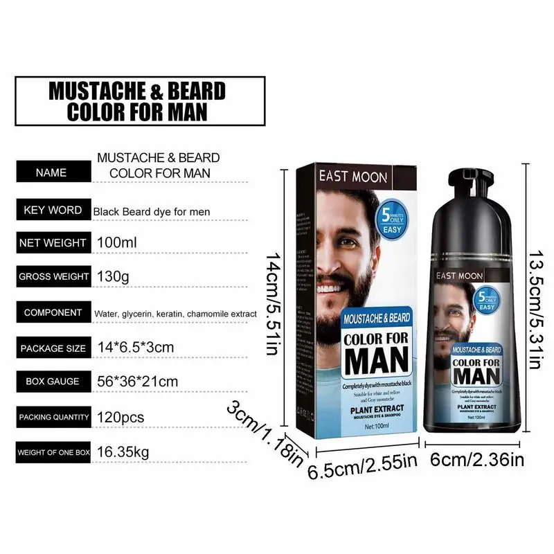 Mens Hair Dye Shampoo 3.53oz Hair Dye Black Shampoo Gradual Gray Darkening Beard Wash Shampoo For Reducing White Beard Color