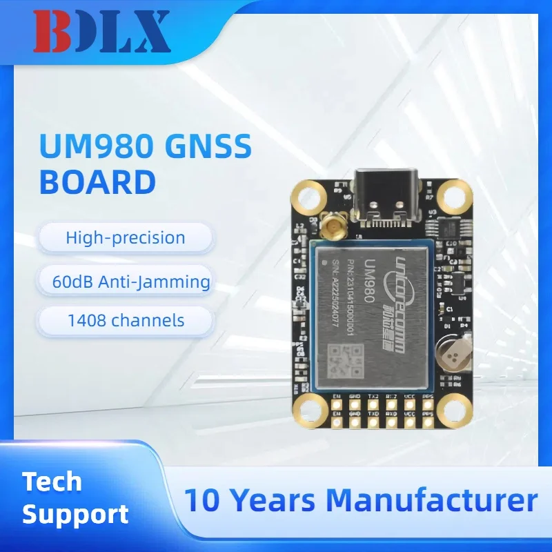 

Модуль Um980 Gnss Unicorecomm Многочастотное высокоточное позиционирование Rtk Gps/bds/glonass/galileo/qzss Замена Zed-f9p