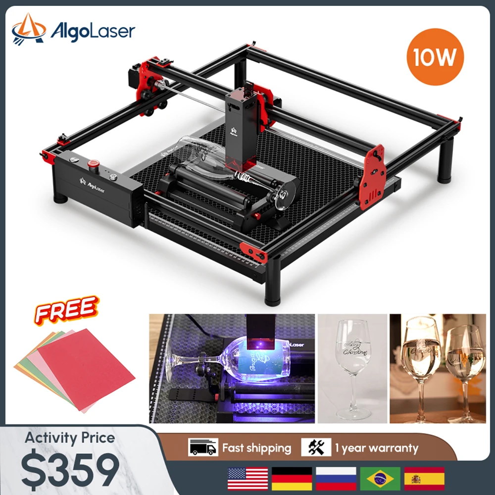 Algolaser 10W DIY Laser Graving Engraving Cutting Machine Diode Wood Engraver Desktop Metal Cutter Woodworking Tools Leather DIY