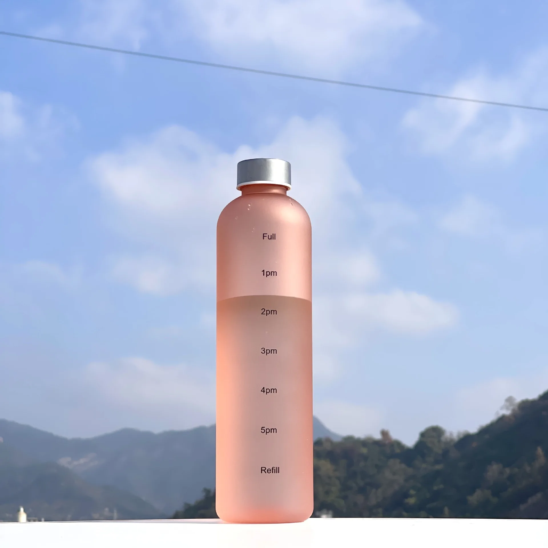 1 l Wasserflasche mit Zeitmarkierung, 32 oz, Fitness, Sport, Outdoor, Reisen, tragbar, auslaufsicher, Trinkgeschirr, BPA-frei, mattierte Trinkflaschen – Detail 18