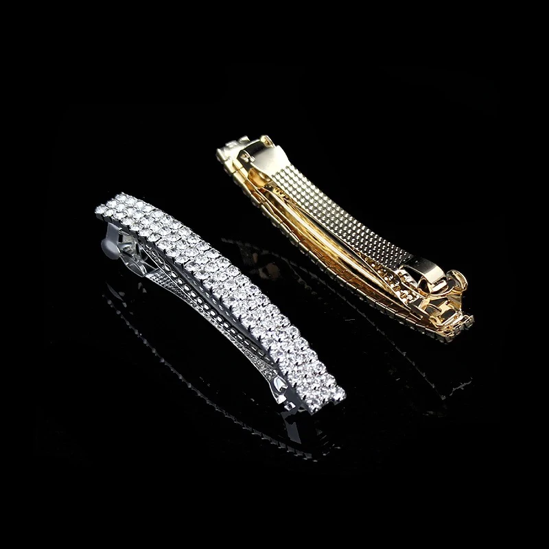 Fashion Sparkly Full Crystal Rhinestone French Barrette Hair Clip For Women Girls Luxury Hair Jewelry