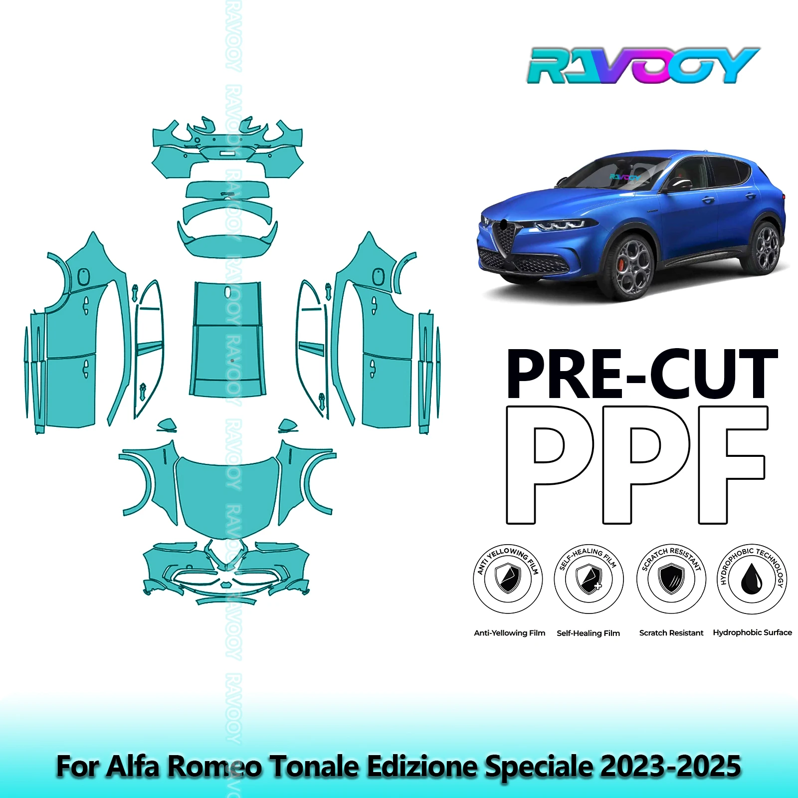 

Full Vehicle Clear Bra Precut PPF Paint Protection Film For Alfa Romeo Tonale Edizione Speciale 2023-2025