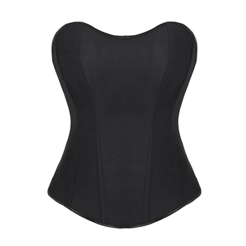

Черный дышащий атласный корсет-бюстье для женщин, сексуальное корректирующее белье, корсет для длинного торса