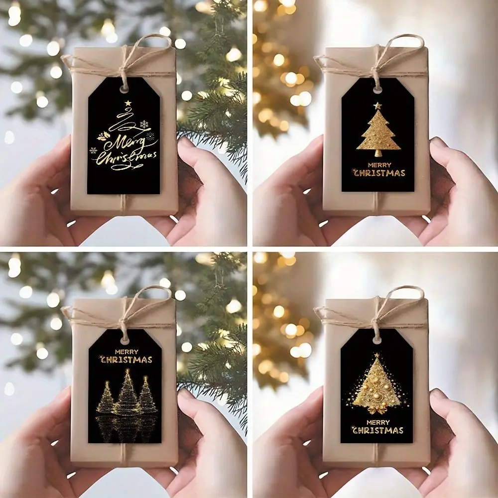 48pcs New 4 Styles Christmas Gift Tags with Hemp Rope Elegant Gift Packaging Labeling Multi-purpose DIY Party Labels Home Decor
