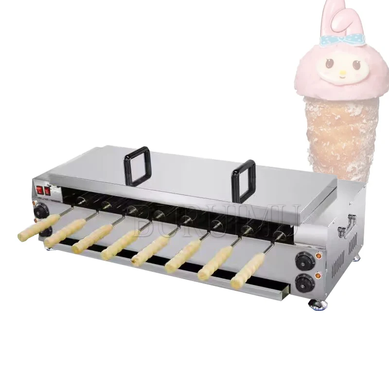 

Donut Doughnut Ice-Cream Cone Maker Electric Chimney Cake Kurtos Kalacs Machine Hungary Trdelnik Chimney Bread Roll Machine