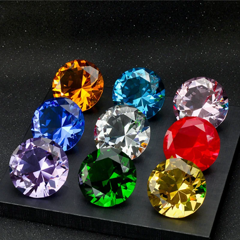 1 Piece All Colors 30mm/40mm/50mm Crystal Faceted Diamond Paperweight Table Decoration Mother\'s Day Gift Safe Package