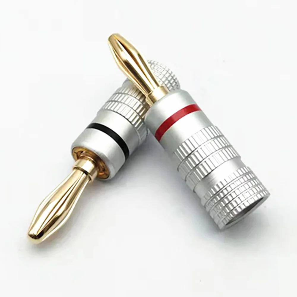 1pcs Banana Connector 4mm Speaker Banana Plugs Connector Copper Gold Plated 4mm Banana Jack Match With 4mm Binding Post