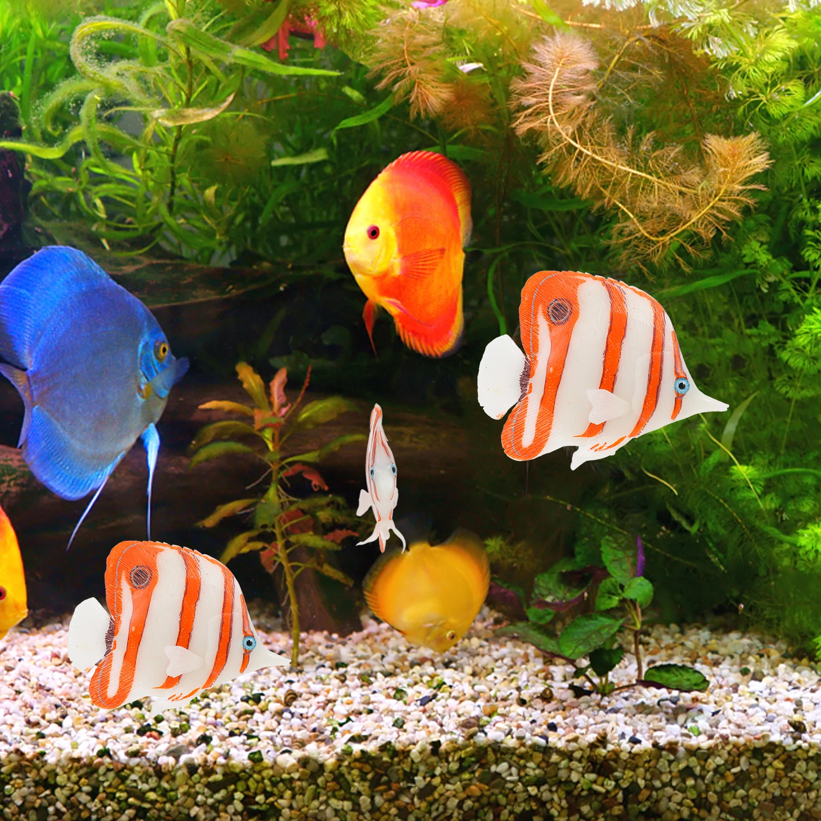 

Silicone Artificial Fish Decoration for Aquarium TankFish Decor Plastic L scaping nament Statue Lifelike Details Non Toxic