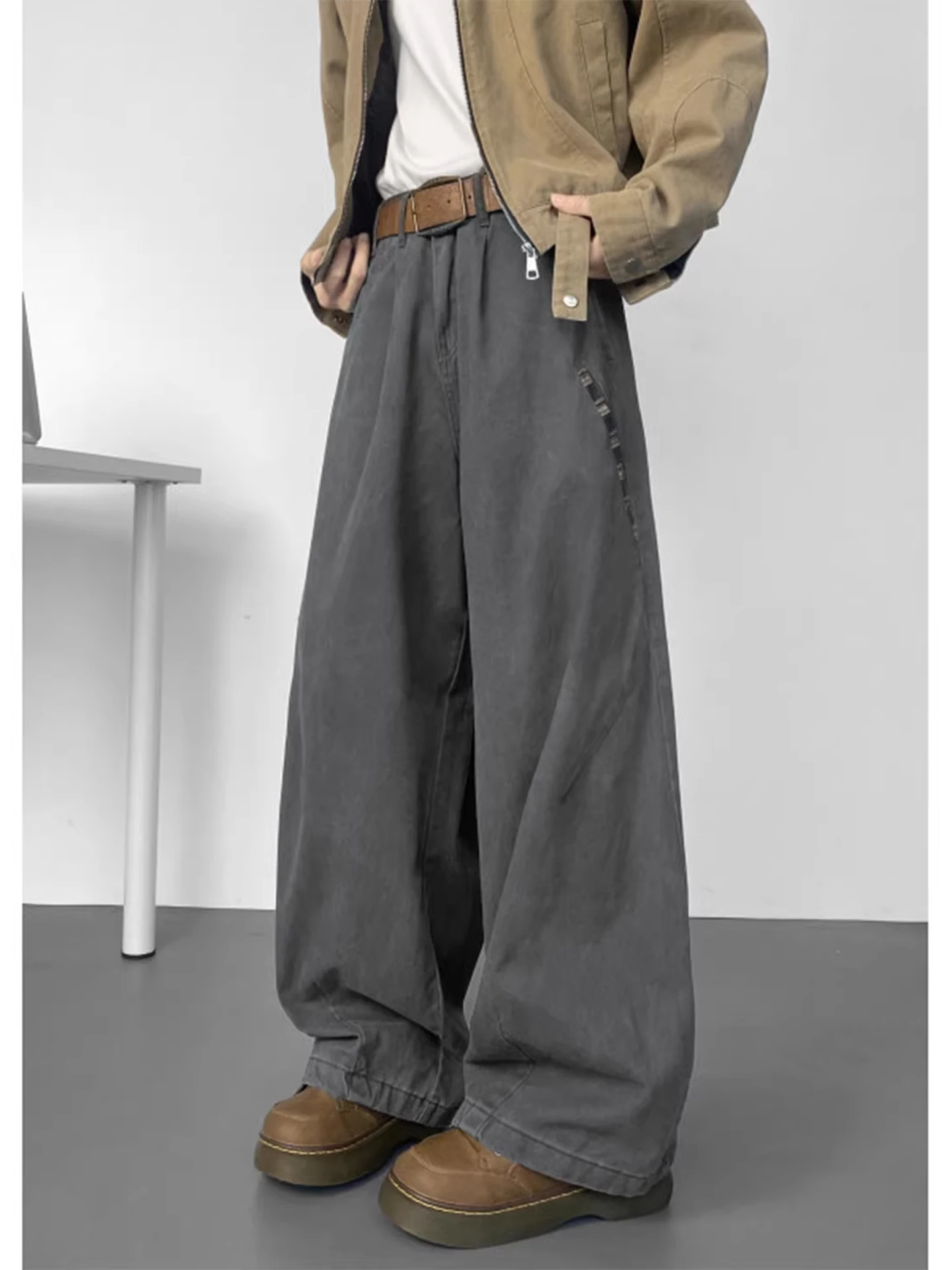 

Брюки-карго в американском стиле, повседневные, унисекс, весенние, модные, прямые, длинные, Cleanfit, широкие штанины