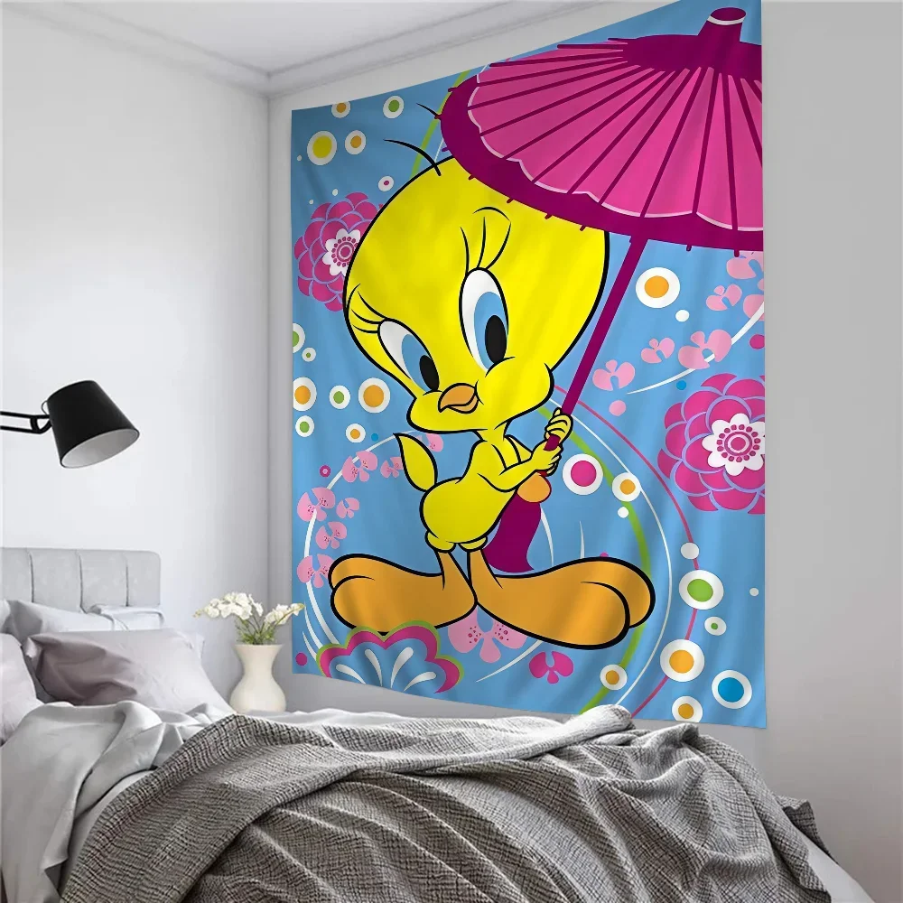 Cartoon Cute T Tweety-Bird Colorful Tapestry Wall Hanging Bohemian Wall Tapestries Mandala Wall Hanging Sheets