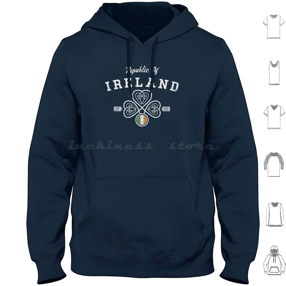 Republic Of Ireland-Free State Est.1922 , Motif , Day Shirt Hoodie Cotton Long Sleeve Day St Pattys Day Saint Paticks