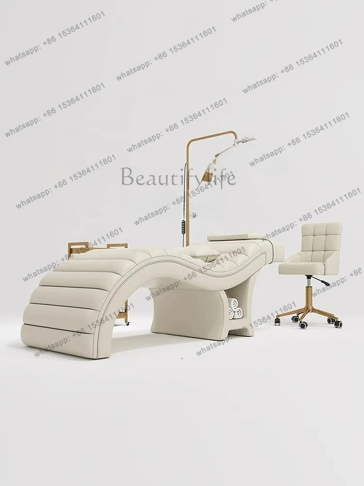 

Eyelash bed S-shaped beauty bed Spa massage for beauty salon, minimalist facial bed