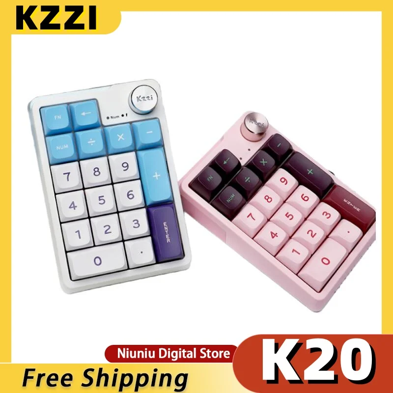 

Kzzi k20 the third mock examination wireless bluetooth digital keypad change key hot plug gasekt flat mechanical keyboard