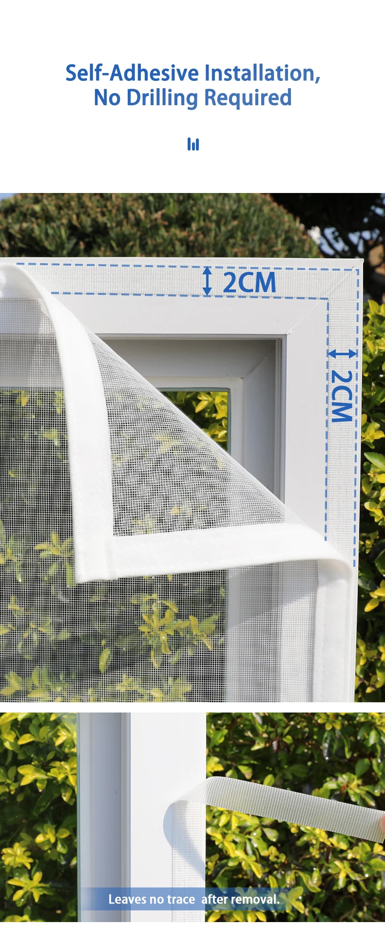 【Unsichtbarer, maßgeschneiderter Schutz】 Moskito- und Insektenfenster-/Türgitter – Klettverschluss ohne Bohren, verschiedene Größen – Detail 5