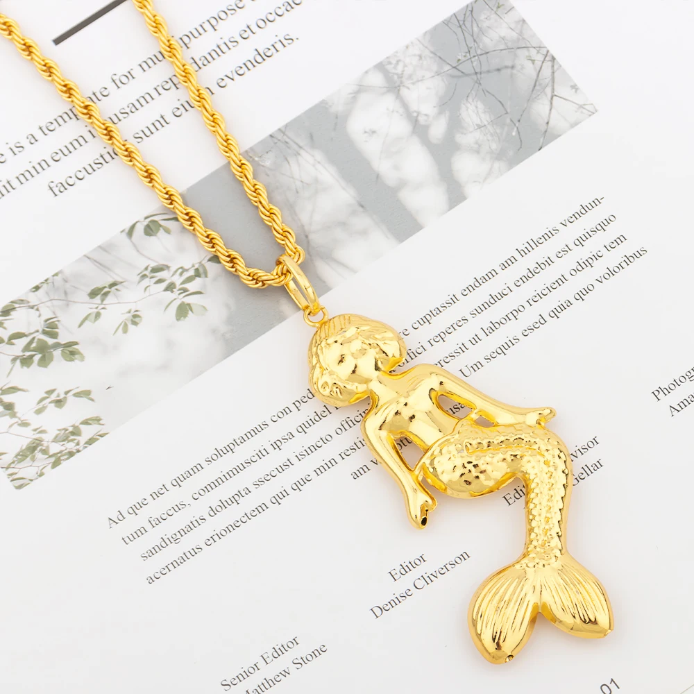 Gold Color Pendant 60cm Chain for Women Copper Crocodile Animal Large Pendant Necklace Men Girl Wedding Clothing Accessories